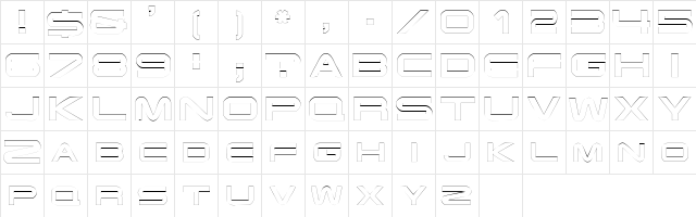 EndzoneOutline Regular  glyph index