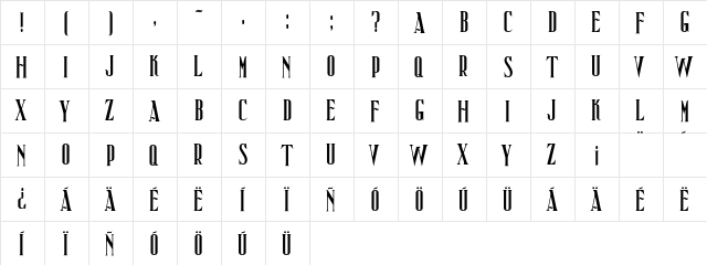 Veracruz Regular  glyph index