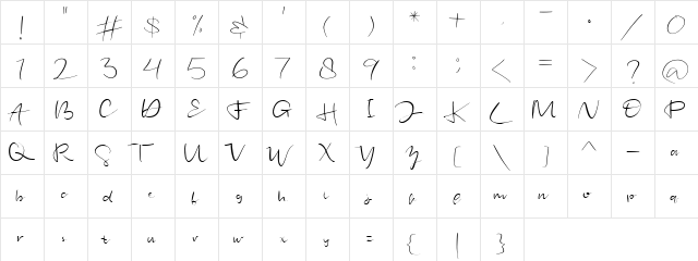 Jonesly Regular  glyph index