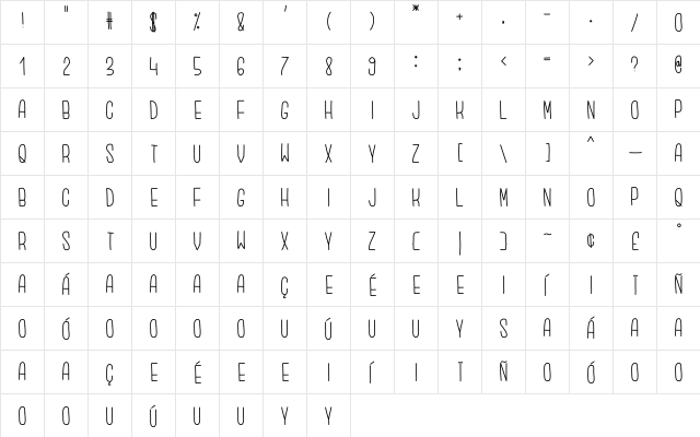 Amelie Camille Regular  glyph index