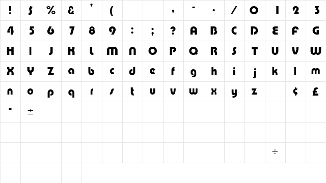CelestiSSK Regular  glyph index