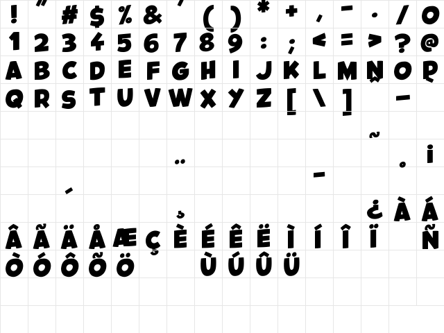 Kids Magazine Regular  glyph index