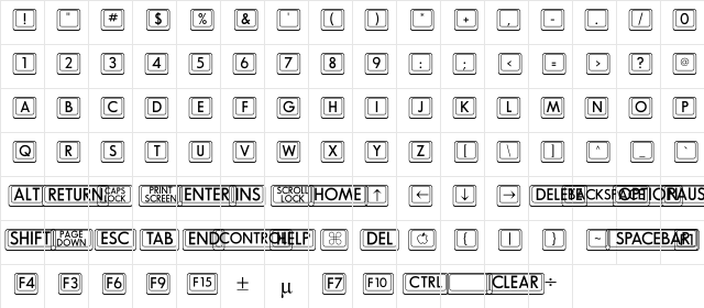 DexisDingbatsTwoSSi Regular  glyph index