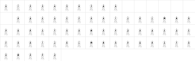 101! Heart Catcher Regular  glyph index