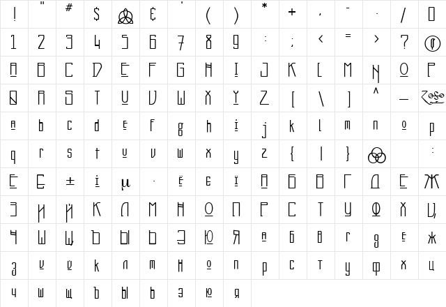 NewDeli Regular  glyph index