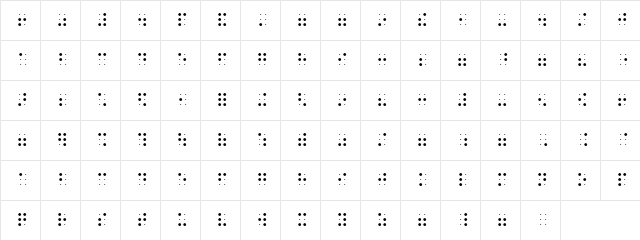 Braille-HC Regular  glyph index