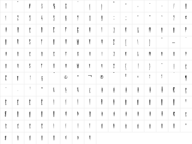 Bgirlfriend Medium  glyph index