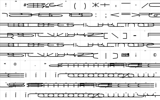 Univox Regular  glyph index