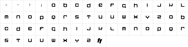 Dipdop Regular  glyph index