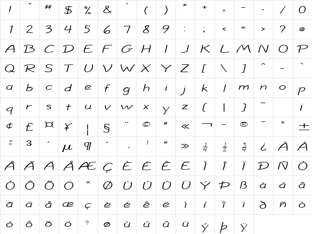 Jolt Extended Normal  glyph index
