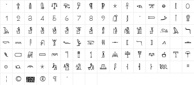 KingTut Regular  glyph index