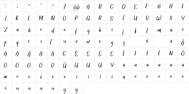 Thumbler Demo Regular  glyph index