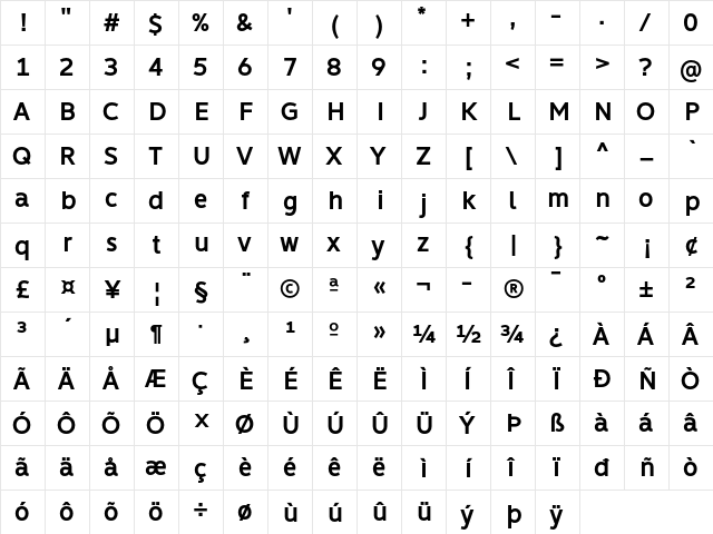 Learn Share Colaborate Bold  glyph index
