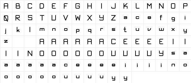 Exninja Demo Bold  glyph index