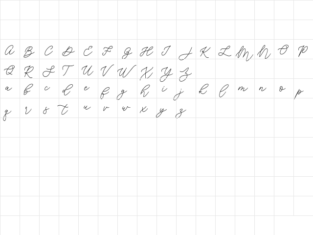 Jean Jingga Regular  glyph index