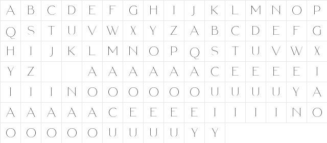 PalmBeach Trial Regular  glyph index