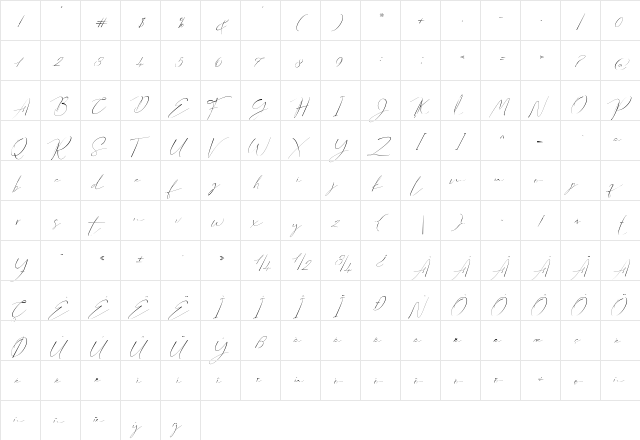 England Regular  glyph index