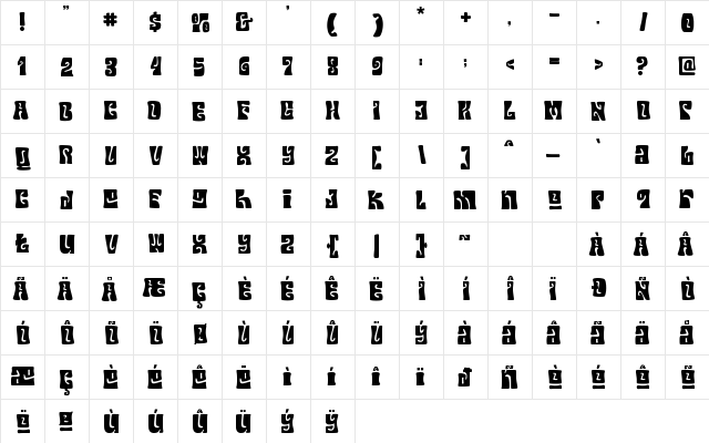 Your Groovy Font Regular  glyph index