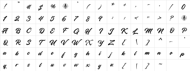 Hanahelia Personal Use Only Regular  glyph index
