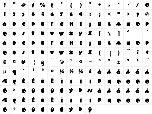 BeeskneesEF Regular  glyph index