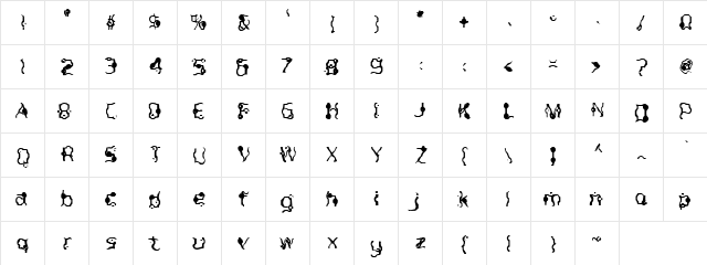 Fiddle Regular  glyph index