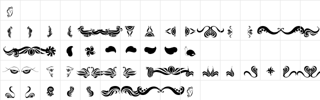 Absinth Flourishes I Regular  glyph index