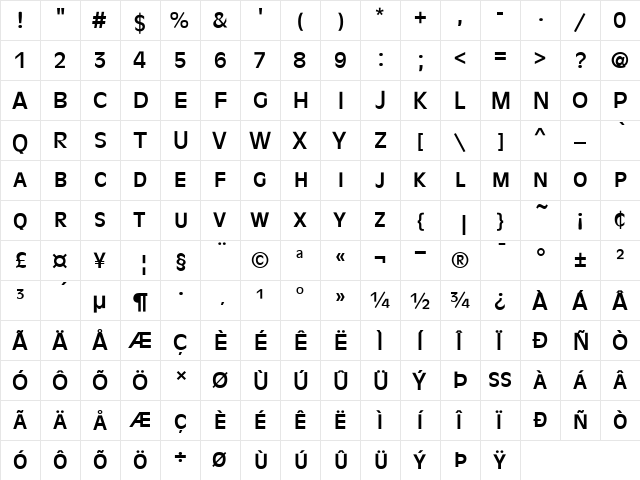 Antique Olive DC D Regular  glyph index