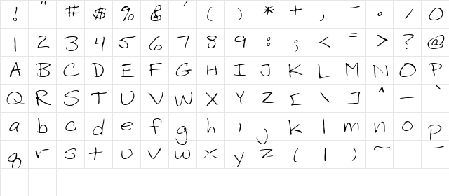 Pelota Regular  glyph index