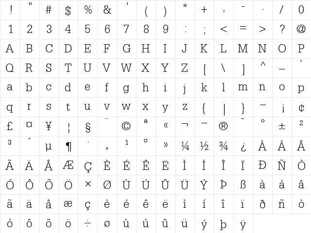 Glypha45-Light Light  glyph index