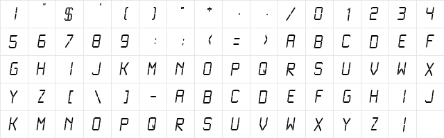 LCDMono Light  glyph index