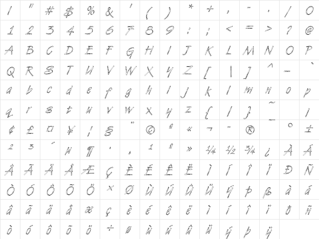 DTCVanDijkM24 Regular  glyph index