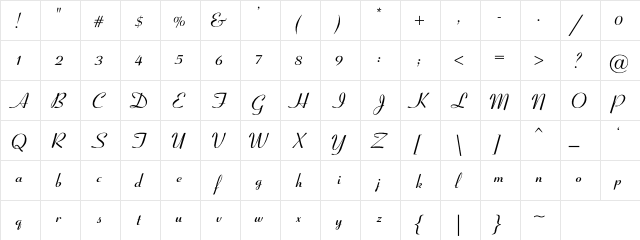 Coronet-SemiBold-Italic Regular  glyph index