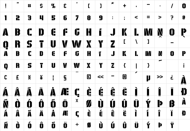 GI Colton Regular  glyph index