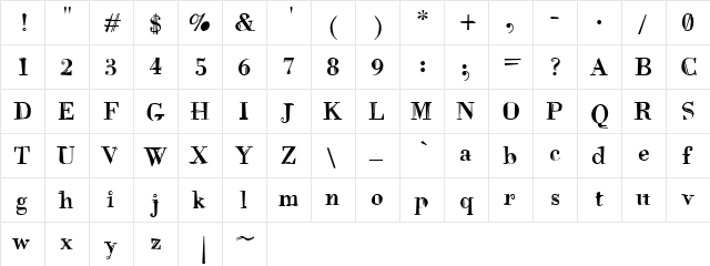 Bottled Fart Regular  glyph index