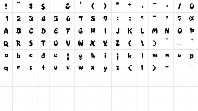 AveralSSK Regular  glyph index