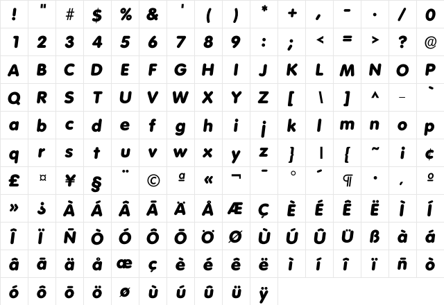 Ivolkswagen ExtraBold  glyph index