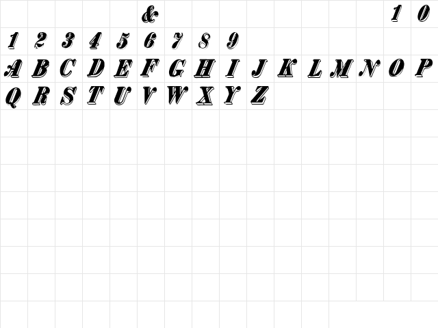 Bank Note Normal  glyph index