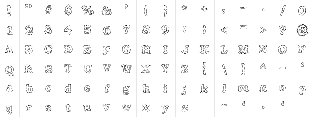 Seismacrap Regular  glyph index