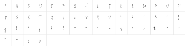 Castallier Free Font Regular  glyph index