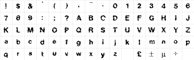 EyeDrops Regular  glyph index