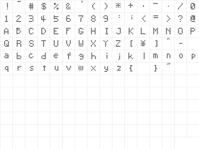 Alphabet_04 Regular  glyph index