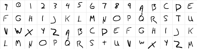 Jon Regular  glyph index