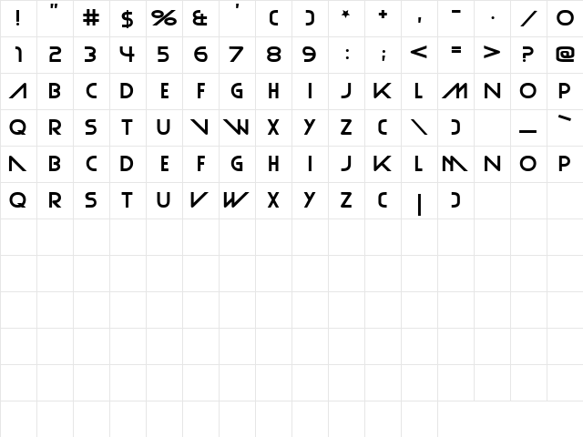 Plain Cred Regular  glyph index