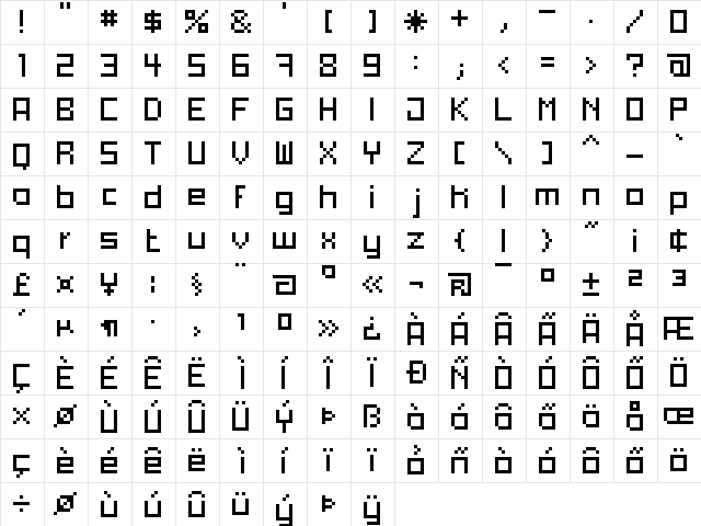 xpdr04 Regular  glyph index