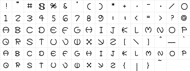 Maiden Regular  glyph index