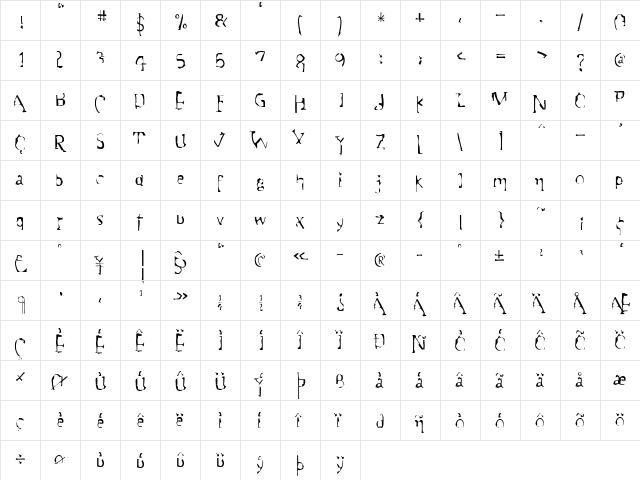 Motive Light Regular  glyph index
