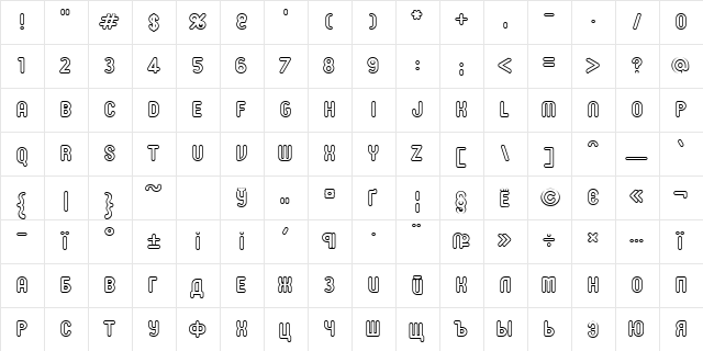 RonInset6 Bold  glyph index