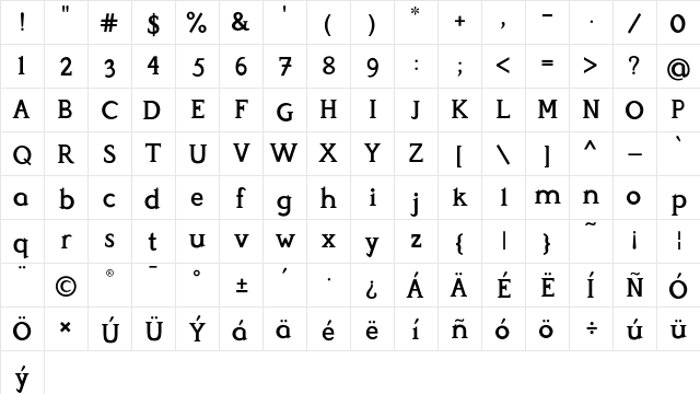 Perspicacious SemiBold  glyph index