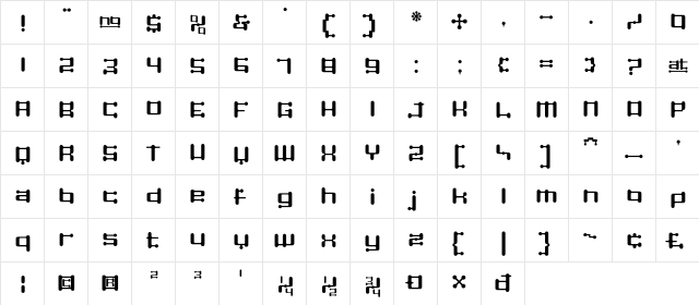 Epitaph Regular  glyph index