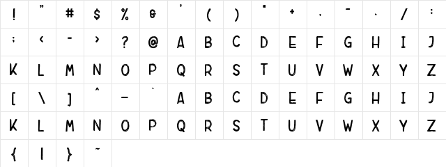 Rebrush Regular  glyph index
